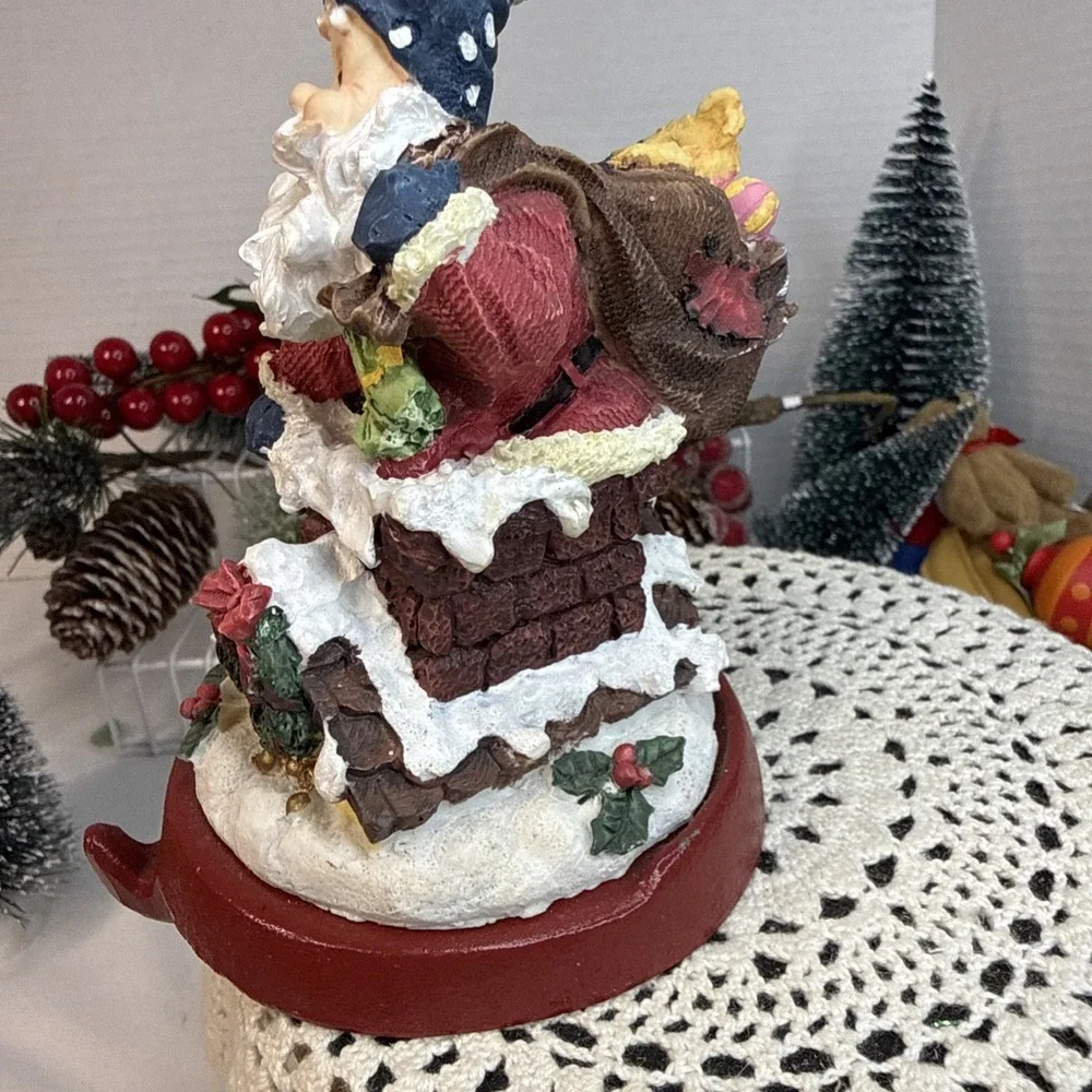 Cast Iron Base Santa with Bag of Toys Chimney Christmas Stocking Hanger Holder